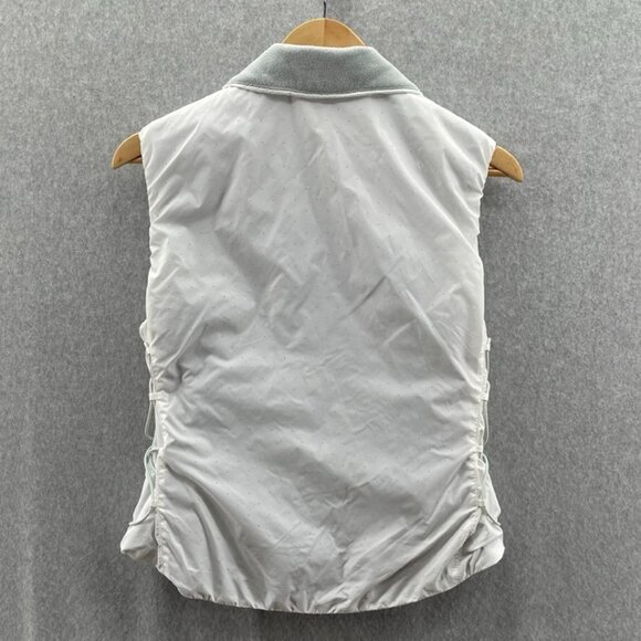 NIKE Running Vest Womens Small White Black Polka Dot Fleece Lined Pockets Cinch - Picture 8 of 12